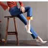 2022 Winter Jeans New Retro Fashion Korean Solid Warm Thicken Pencil Pants Skinny JeanPants High Waist Slim Leisure Trousers