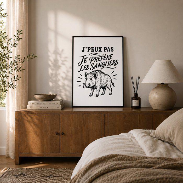 Affiche / Poster - PLANETEE - J'peux pas minimaliste - Sangliers - Papier photo 310 g perlé - Encres pigmentaires