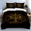 Golden Thor's hammer motif. Bedding sets Duvet cover sets Duvet covers Pillowcases(1 * Duvet Cover 2 * Pillowcases, without duvet insert)