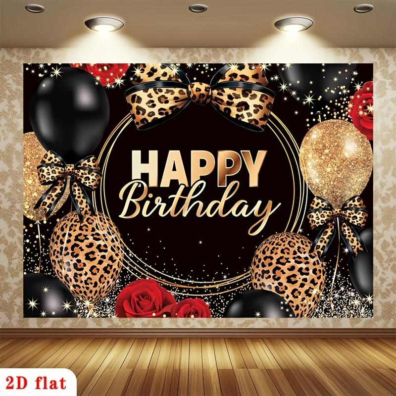 1pc, 2D flat, Happy Birthday leopard print red rose polyester backdrop, for party decorations, home, room, wsj
