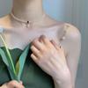 Gift Green Crystal Double Layer Pendant Choker Clavicle Chain Women Necklace Korean Style Necklace