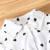 Girls Fashion Love Patterned Long-sleeved Shirt with Pant Suit 2025 Summer Kids Casual Suit