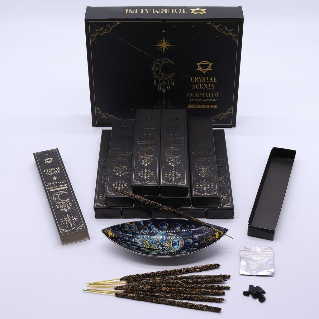 6x Tourmaline Crystal Scents Smudge Incense – Sandalwood