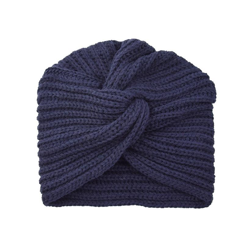 1Pc Women Headwear Cancer Chemo Beanie Hat Hair Loss Turban Solid Color Knitted Cap Head Wrap Polyester