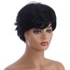 Short Red Wine Brown Synthetic Hair Wigs Black Women Female Haircut Puffy Curly Natural Wig
