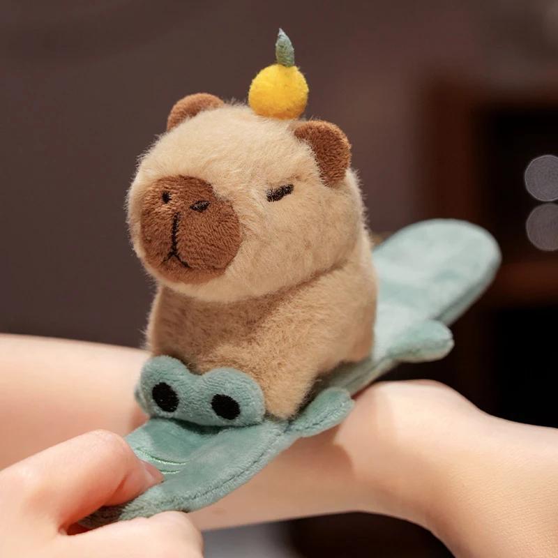Capybara Slap Snap Wrap Wristband Bracelet Kawaii Animal Plushie Cute Dog Cat Plush Hand Ring Soft Toys Creative Funny Gift