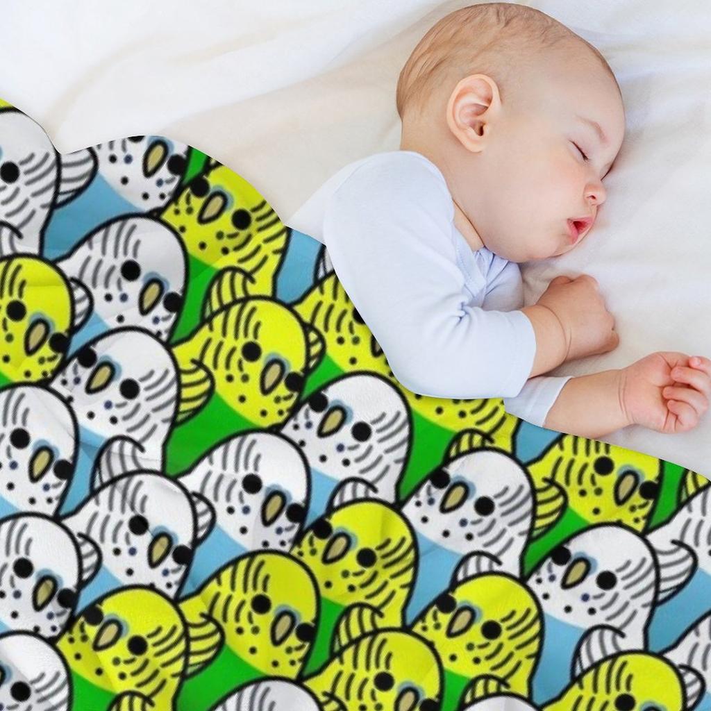 Too Many Birds! - Budgie Squad 1 Throw Blanket Polar Flannels Beautifuls Hairy Blankets