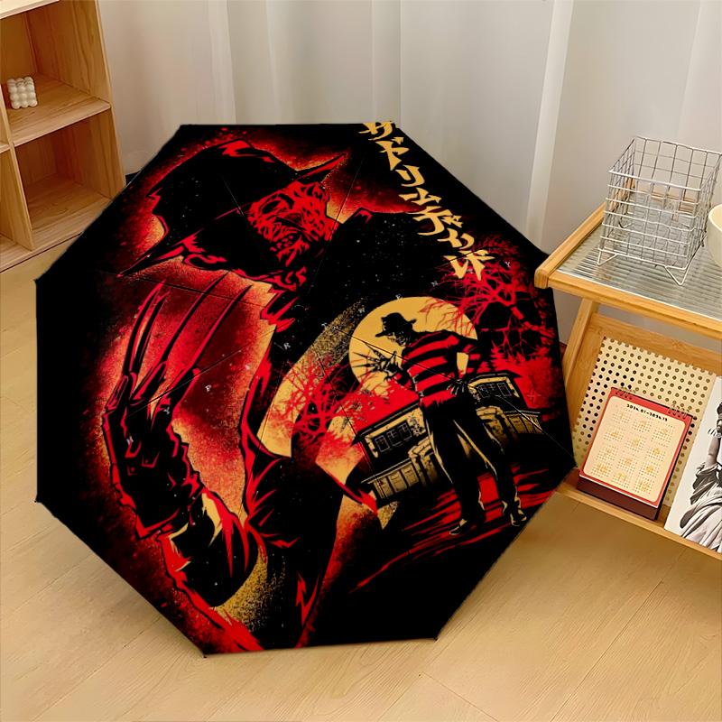 A Nightmare on Elm Street Freddy Krueger Windproof Auto 8 Rib Folding Umbrella Portable Outdoor Parasol