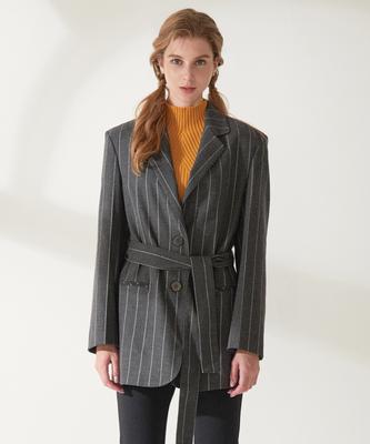 Not Striped Belted Wool Jacket