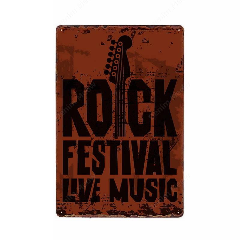 Рок-фестиваль винтажная металлическая жестяная вывеска живая музыка художественный плакат доска хард-рок ржавая тарелка для бара, клуба, кафе, паба, домашний декор стен