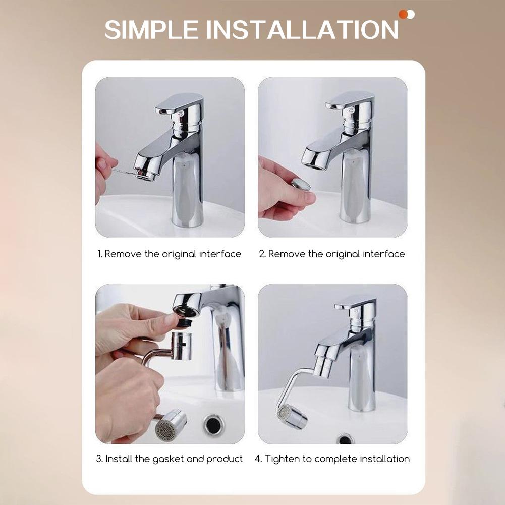 Stainless Faucet Extender 1080° Swivel Dual Mode Water Tap Nozzle Tool Splash-Proof Faucet Nozzle Adapter Kitchen Accessory