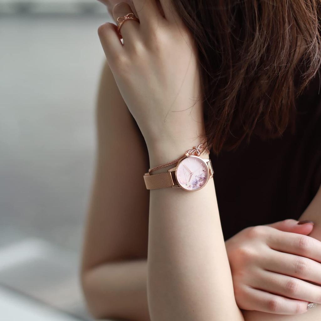 Authorized Distributor Olivia Burton Watch OB16PP39 Water Color Floral Rose Gold Mesh [OLIVIA BURTON] Women's