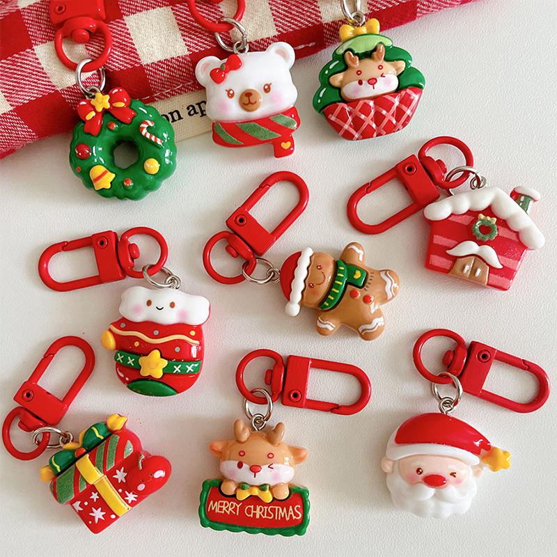 1PC Key Rings Holiday Bag Pendants Gifts Cartoon Shape Xmas Christmas Keychain For Friends Multiple Options Available