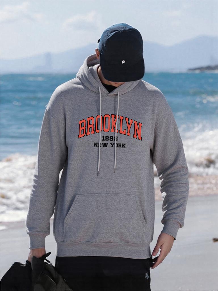 Brooklyn New York 1898 Printing Men Hoody Casual Pocket Hoodies Hip Hop Oversized Man Pullover Autumn Fleece Unisex Clothes