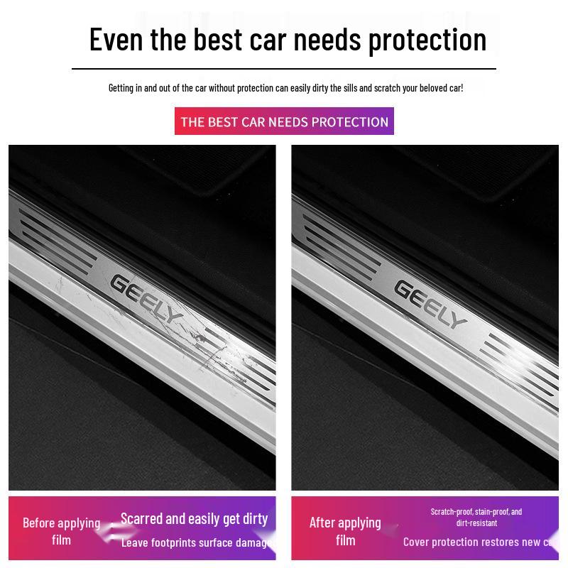 Geely Xingyue/Xingyue L/S Защитная пленка из ТПУ для приветственных накладок на пороги, защита от царапин, прозрачная накладка на порог двери