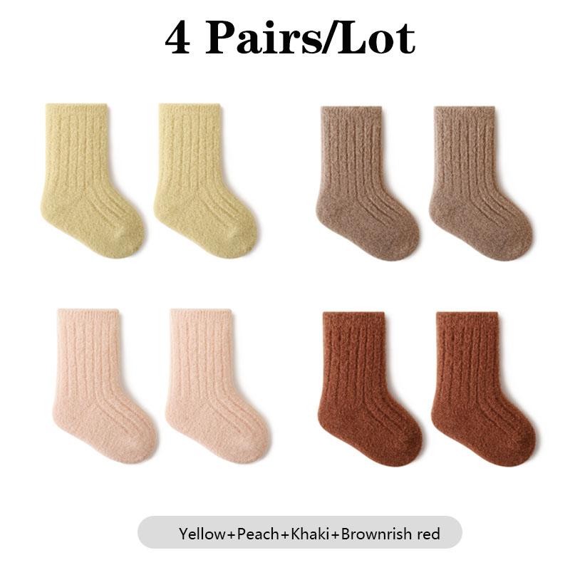 4 пары/лот Набор детских носков Теплые Мягкие Хлопковые Детские Носки Бесшовные Удобные Средней Длины Детские Носки для Мальчиков и Девочек