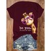 Be You The World Will Adjust Women's Tee - Cute Giraffe With Glasses Graphic, Casual Green Top