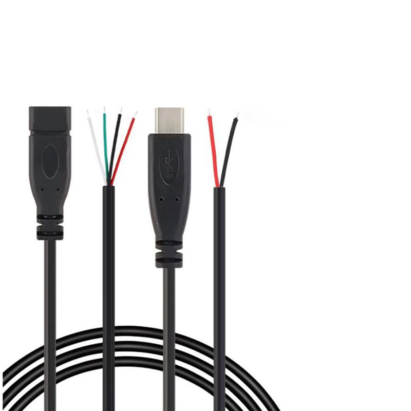 5 шт. 2-контактный 4-контактный провод USB 2,0 Тип C «папа-мама» Удлинитель сварочного типа USB-C DIY Ремонтный кабель Разъем для зарядного устройства