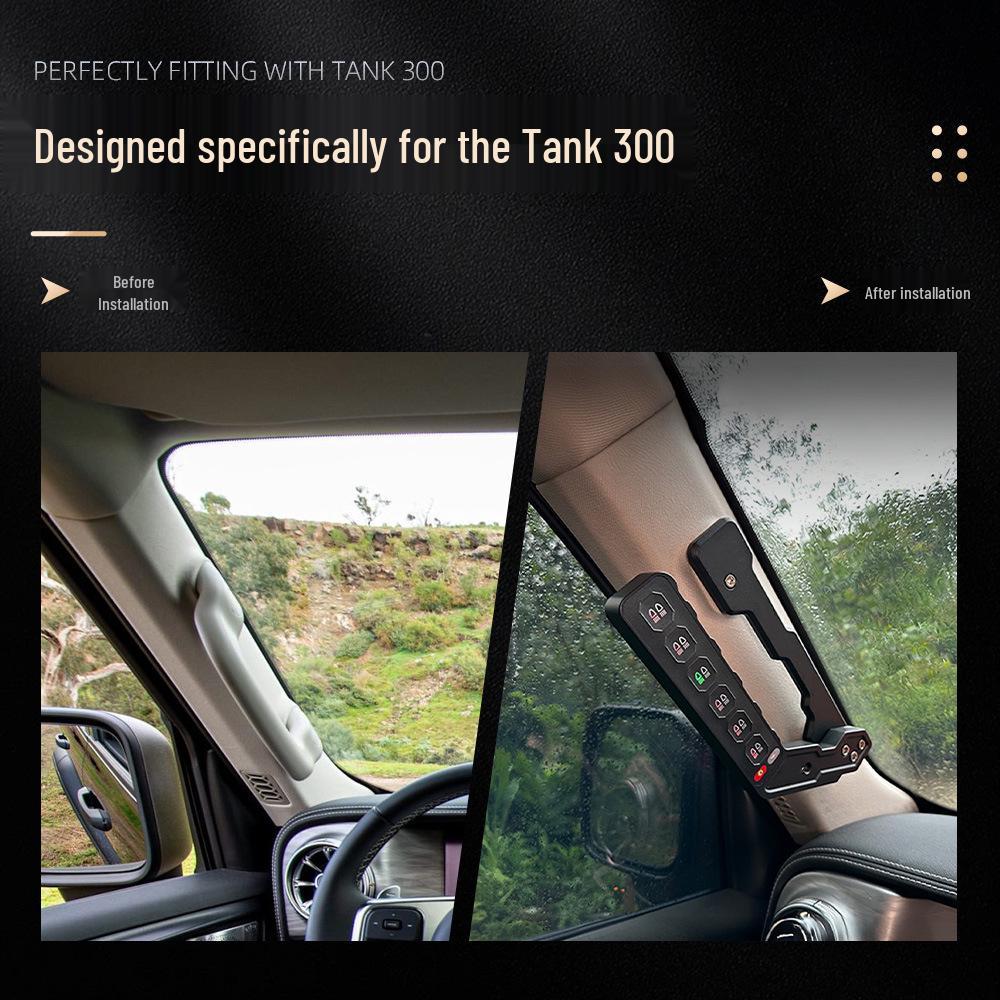 Внедорожный мод Tank 300: Поручень на стойку A с мощным светодиодным прожектором, беспроводным стробоскопом и пультом дистанционного управления.