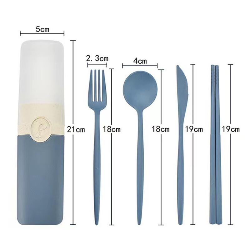 Портативные дорожные наборы посуды, 5 шт., вилка, ложка, нож, набор палочек для еды с футляром, экологически чистый набор столовых приборов для кемпинга
