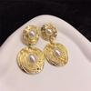 Retro Irregular Imitation Pearl Ear Clips Women Exaggerated Long Large Earrings