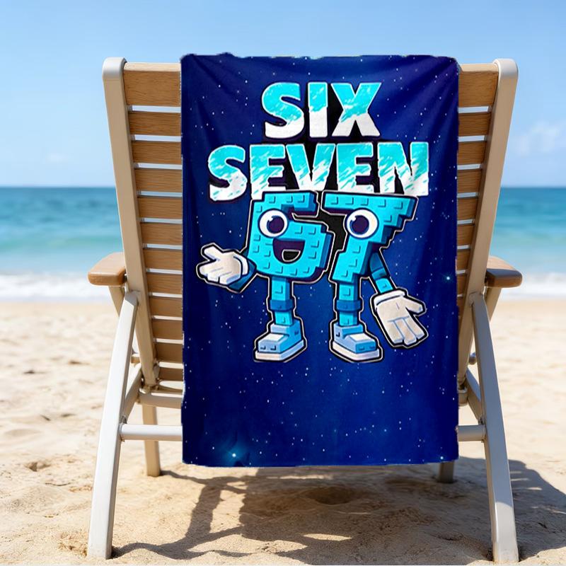 Space Adventure With Six Seven 67 Microfiber Beach Towel, Lightweight And Quick-Dry, for Summer Travel, Beach Essential, Swimming Pool Outdoor
