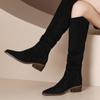 Fashion 2024 New Leather Women Round Toe Platform Knee High Boots Knight Boots Female Autumn and Winter Chunky High Heels Boots Winter