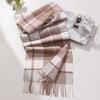Осень и зима новый шарф из овечьей шерсти женский легкий роскошный высококачественный клетчатый узкий шарф с бахромой универсальный теплый шарф