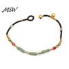 Stackable Layered Bamboo Bracelet Bohemian for Women, Handmade Joint Beaded Boho Style Bangle Bracelet, Ethnic Summer Jewelry Adjustable Slide Buckle