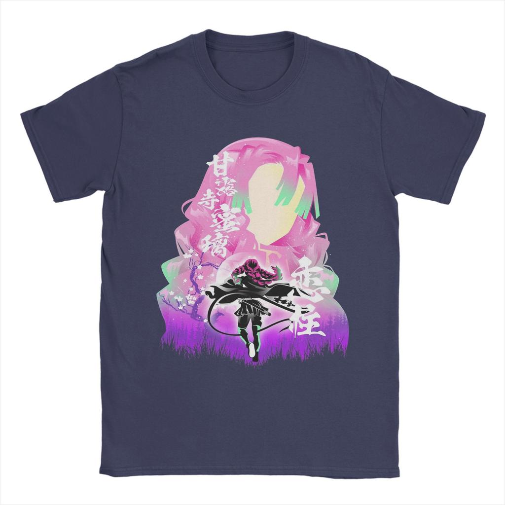 Men's Mitsuri Kanroji Demon Slayer T Shirt Love Hashira 100% Cotton Tops Short Sleeve Round Collar Tees Plus Size T-Shirts