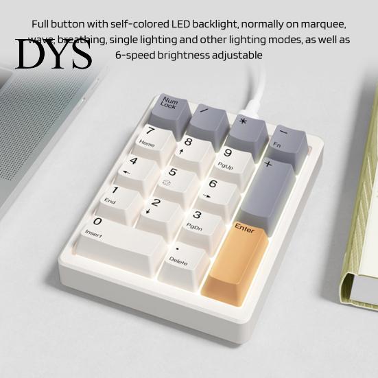 Клавиатура с подсветкой USB Проводная Механическая Цифровая Клавиатура 17 Клавиш Клавиатура Регулируемая Подсветка Ноутбук Компьютер Настольный Цифровой Блок Мини Цифровые Аксессуары для ПК