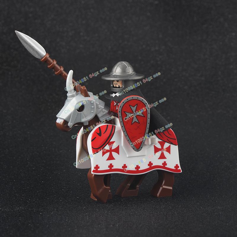 Фигурки Средневековья Рыцари Боевой конь Тяжелая кавалерия Воины Боевой конь Строительные блоки Кирпичики Игрушки Для детей подарок