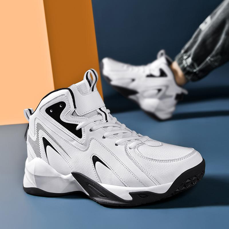 39-50 Large Size Autumn and Winter Men's Super Fiber Leather Wear-resistant High Rubber Sole Anti-skid Men's Sports Basketball Shoes