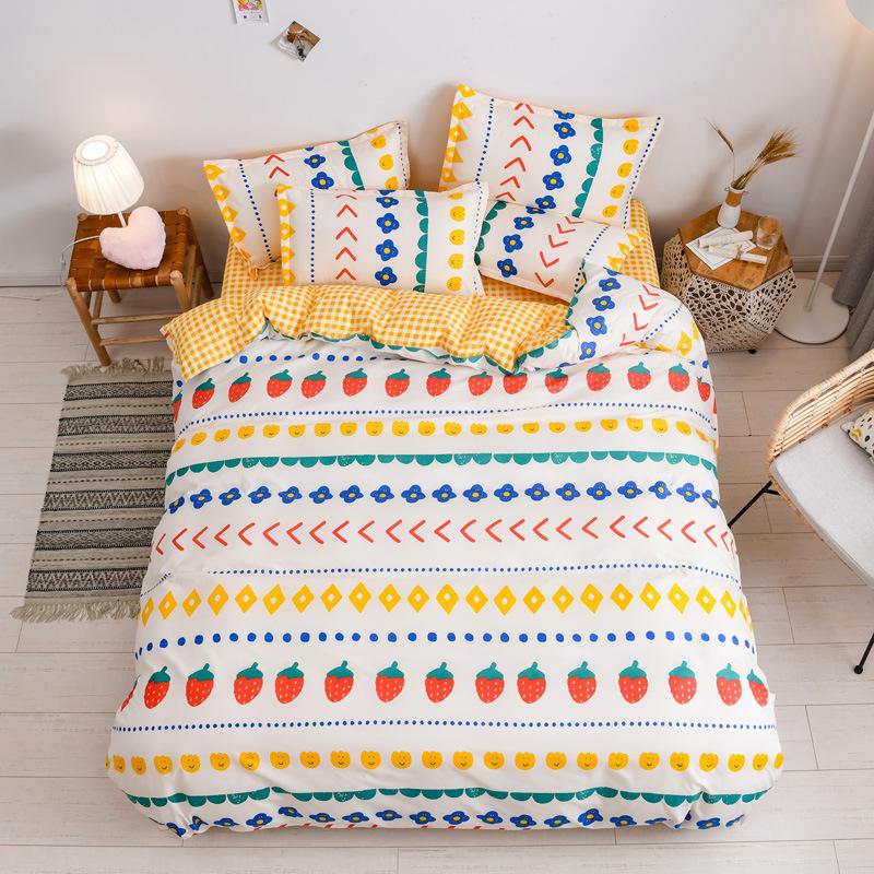 Комплект постельного белья из хлопка, 4 шт. С крышкой, наволочка для простыни, Детский комплект постельного белья с пасторальными цветами, King Queen, полный размер Twin