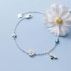 925 Sterling Silver Colored Flower Bee Bracelet Female Sweet Simple Zircon Chain Bracelet