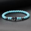 Круглые бусины черного желчного камня бирюзовые браслеты для мужчин и женщин простые якорные бусины браслет пара ювелирные изделия для рук