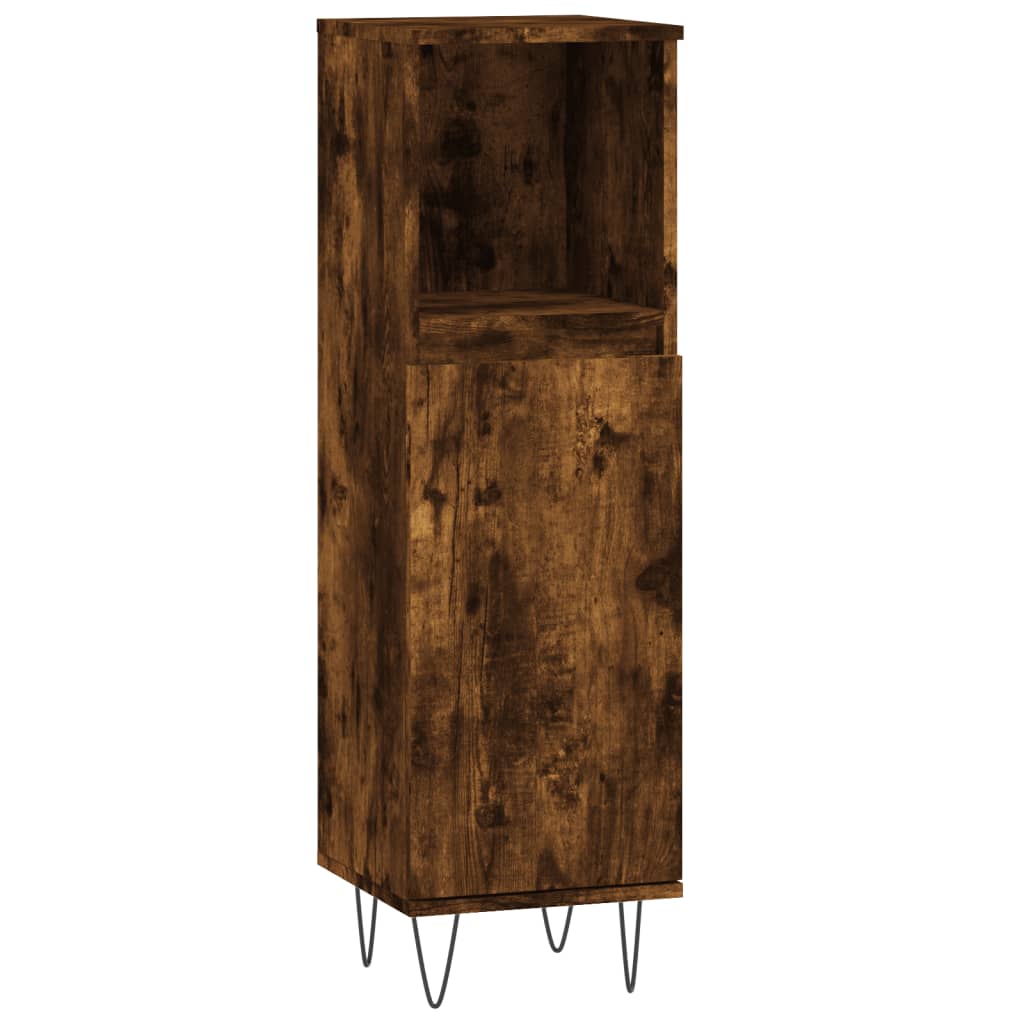 3 Piece Bathroom Furniture Set Smoked Oak Wood Based Material