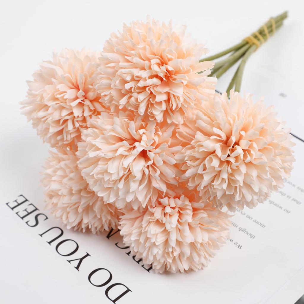 6 Artificial Dandelion And Chrysanthemum Ball Bouquets - Perfect for Home, Office, Coffee Shop, Garden Party, Wedding Decoration