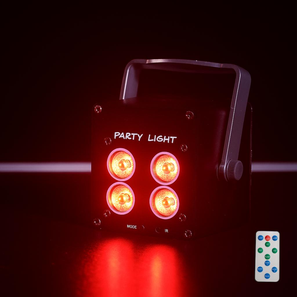 Light4Me Accu Par 4X3W Reflektor Akumulatorowy 3600 Mah Czarny Efekt Świetlny Rgb Led Pilot Bezprzewodowy