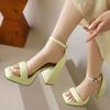Женские сандалии на очень высоком каблуке с открытым носком, ремешок на щиколотке и пряжкой, пикантные вечерние летние туфли, черный, оранжевый, белый, зеленый, желтый