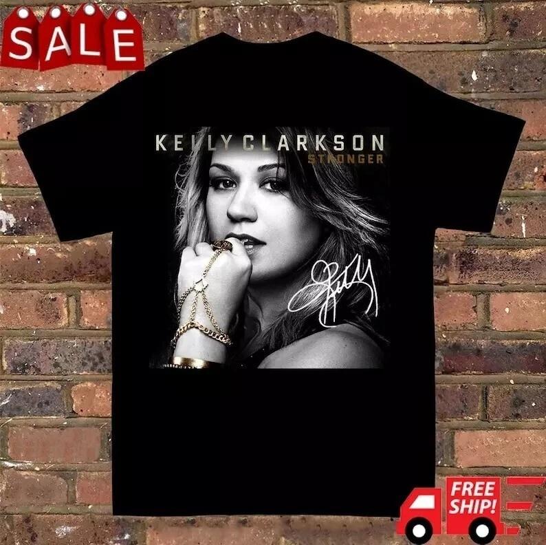 РЕДКАЯ Черная футболка Kelly Clarkson Stronger Signature Размер S-2XL Унисекс