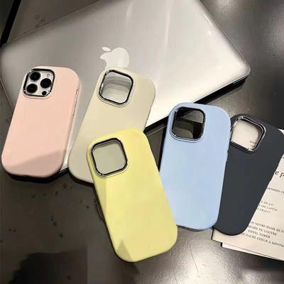 Однотонный Толстый Дундо Подходит для iPhone15 Простой Чехол для Мобильного Телефона 16promax 14/13pro Противоударный 12 Гальваническое Покрытие