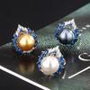 Модное кольцо Commuter Pearl Ring Pigeon Blood Royal Blue Light Luxury Premium Open Ring Female