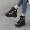 Fashion 2024 New Fashion Platform Sandals Women Cross Genuine Leather Wedges Platform Heel Gladiator Sandals Women Summer Roman Shoes