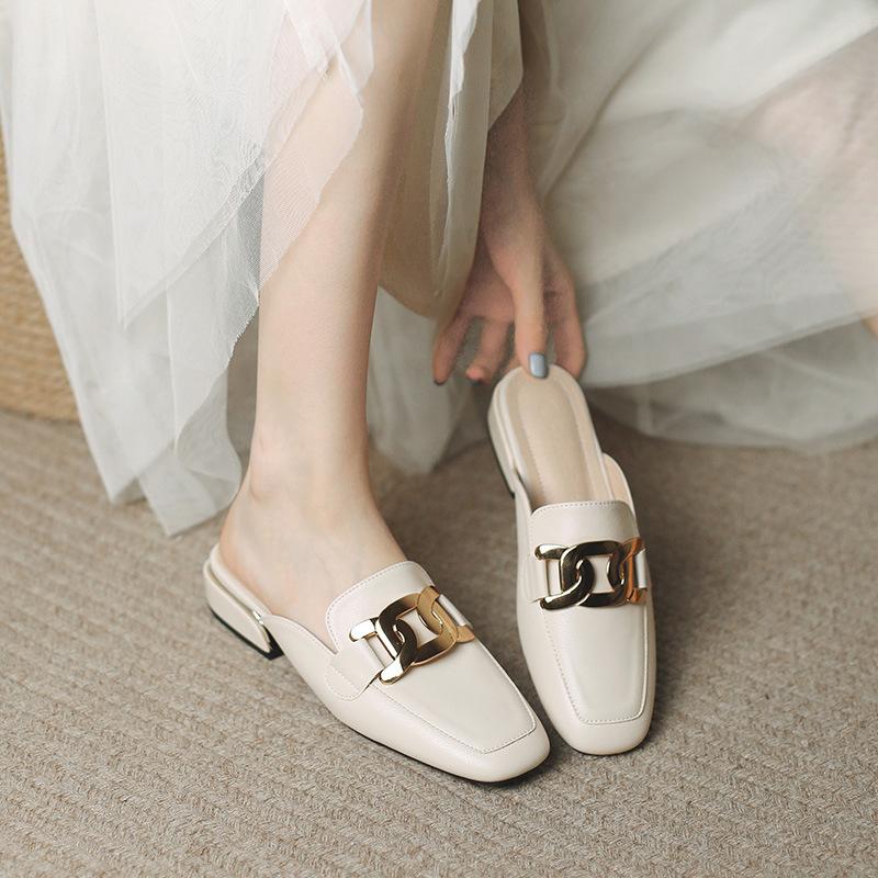 Новые туфли для женщин Новые летние тапочки из натуральной кожи для девочек Элегантные повседневные сандалии для улицы для девочек Туфли на высоком каблуке