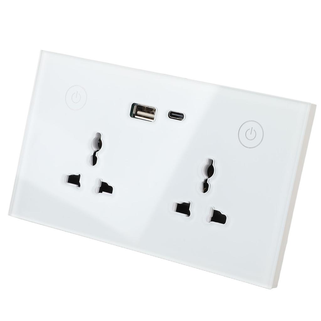 Smart Wall Outlet 2.4G WiFi Touch Light   Voice Control Smart Plug with USB and TYPE C   Port For   95‑250V