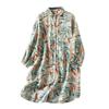 Fall Cotton Linen Floral Women's Fashionable Early Mid-length Shirt Loose Plus Size