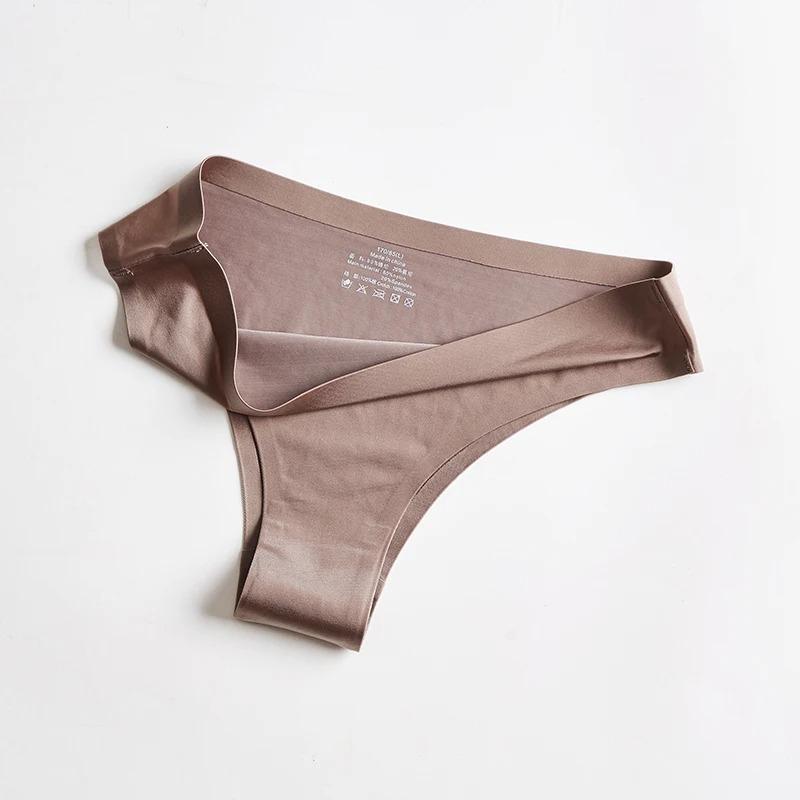 Seamless Thongs Women's Underwear Ice Silk Sexy Sports Panties Female T-back Solid Soft Hot Sale Panties Woman