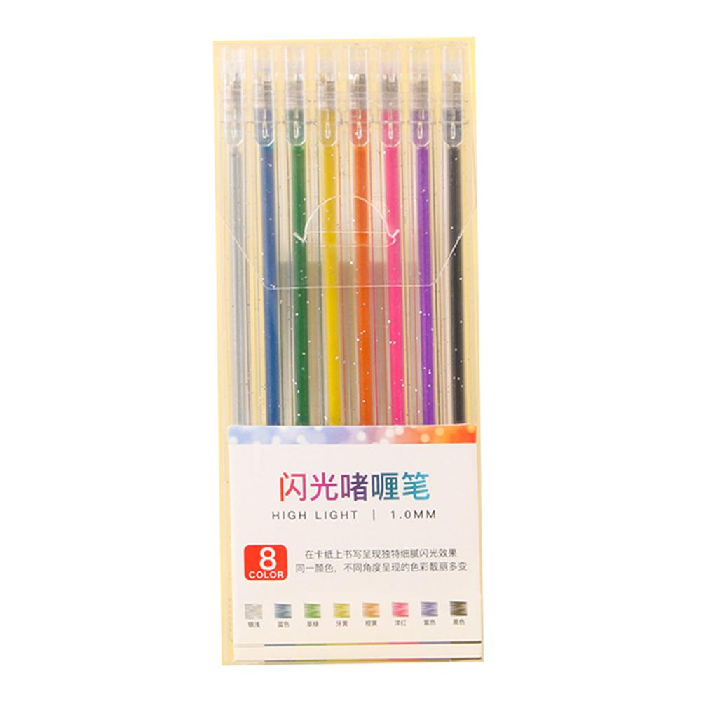 8 Color Glitter Metal Ballpoint Pens Set Luxury Gift for Artists Journaling DIY Crafts Scrapbooking