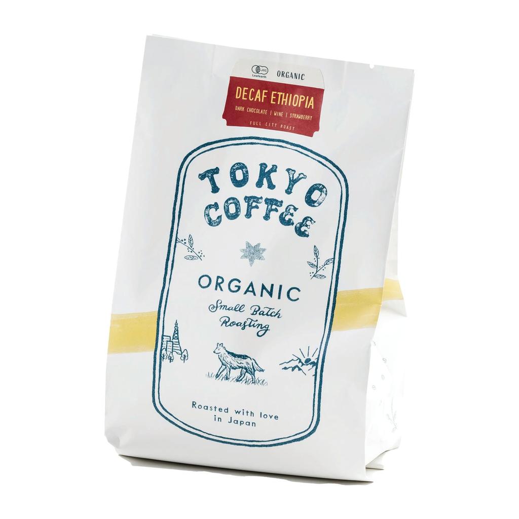 TOKYO COFFEE Decaf Ethiopian Mocha Coffee Beans, Organic, Caffeine-Free (200g whole beans)